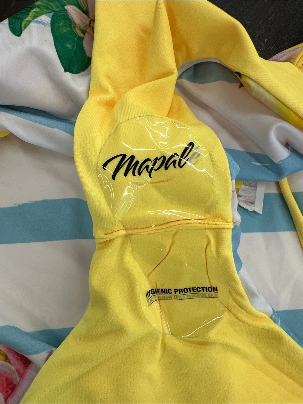 MAPALE Reversible 2 Piece Bikini Set Yellow Citrus Lemon Floral Print Sz 3X/4X